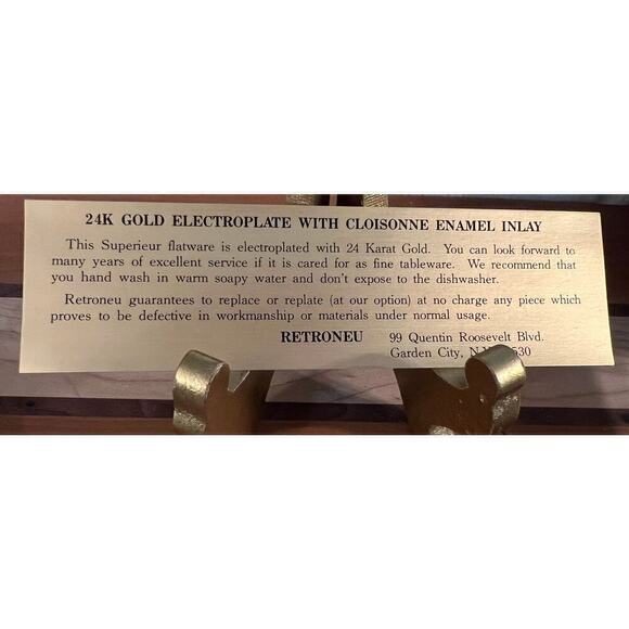 24K Gold Plated Pastry server and cheese slicer with Enamel inlay Retroneu - Picture 5 of 9